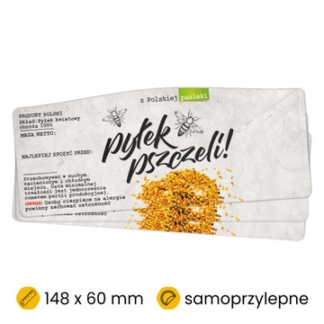 Etykiety / naklejki na pyłek pszczeli 100szt.