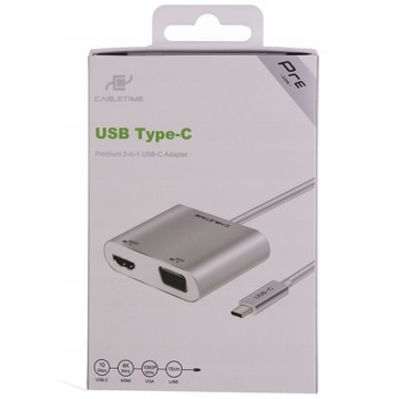 AUDA Adapter konwerter kabel USB-C 3.1 do HDMI VGA