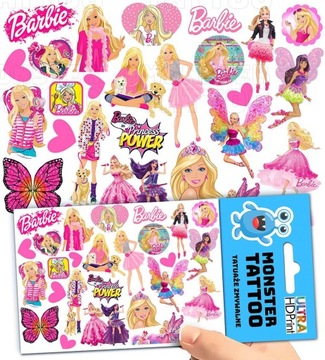 TATUAŻE ZMYWALNE TYMCZASOWE DLA DZIECI DZIECIĘCE BARBIE WZORY ORYGINALNE