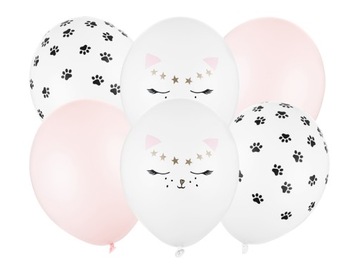 Balony lateksowe Kotek kot Urodziny 1-99 5szt 33cm