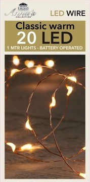 Внутреннее рождественское освещение на батарейках, 20 лампочек, 1 метр.