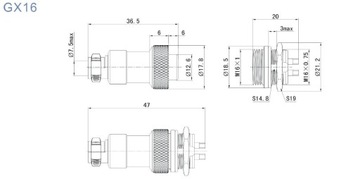 Разъем GX16 + 4-контактная розетка MPLT