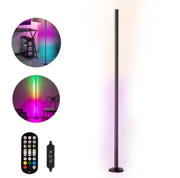 LAMPA NAROŻNA PODŁOGOWA STOJĄCA LED RGB PILOT
