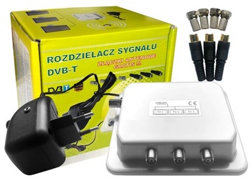 Rozdzielacz sygnału DVB-T2 4k H.265 + złączki na 3 telewizory NOWY STANDARD
