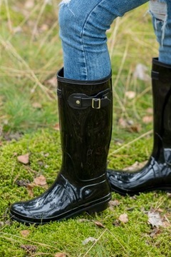 Галоши женские высокие лакированные, черные 38