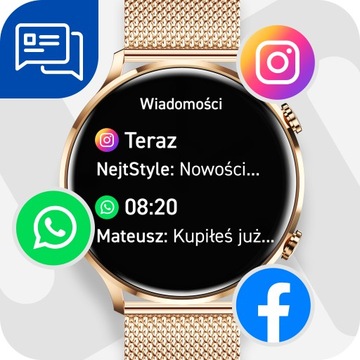 SMARTWATCH ZEGAREK DAMSKI ELEGANCKI PULS SMART WATCH ROZMOWY POLSKIE MENU