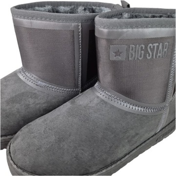 Buty Zimowe Damskie Śniegowce Ocieplane szare botki Big Star KK274615 40