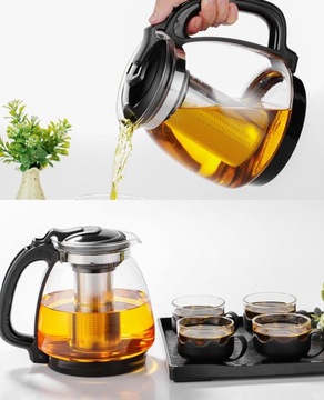SZKLANY DZBANEK DO HERBATY Z ZAPARZACZEM DO KAWY ZIÓŁ DUŻY ZAPARZACZ 2L