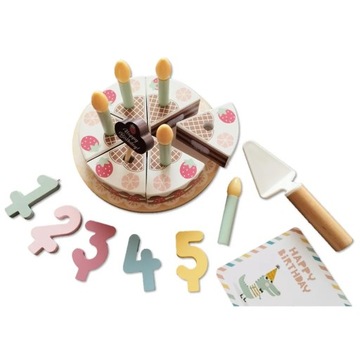 ДЕРЕВЯННЫЙ ТОРТ НА РОЖДЕНИЕ С ИГРУШЕЧНЫМИ СВЕЧАМИ TooKY