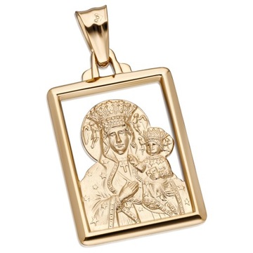 MEDALIK ZŁOTY BŁYSZCZĄCY MATKA BOSKA JEZUS 585