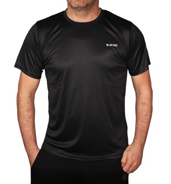 Koszulka treningowa czarna HI-TEC tshirt męski sportowy mikrowzór L