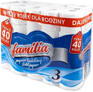 PAPIER TOALETOWY FAMILIA biały 3 warstwy 40 ROLEK