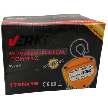 Verke V87265 Лебедка цепная 1T x 3м