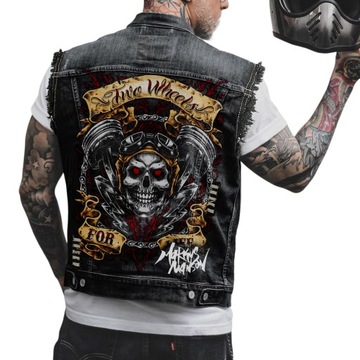 Kamizelka Męska Dżinsowa Kamizelka Skull Fashion