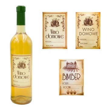 20X ETYKIETY RETRO NA WINO BIMBER SAMOPRZYLEPNE