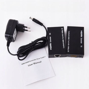 Удлинитель HDMI 60 м RJ45 к усилителю сигнала передачи сети HDMI