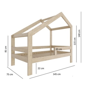 ДЕТСКАЯ КРОВАТЬ ДОМ 140х70 ДЕТСКАЯ + КАРКАС + ПЕРИЛАСЬ W3