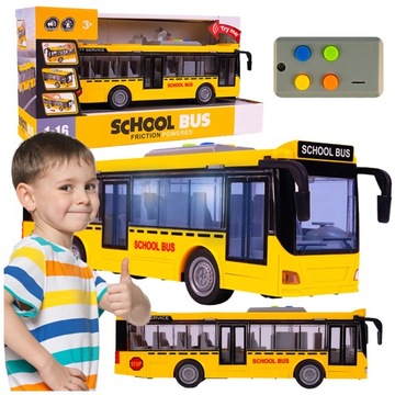 DUŻY AUTOBUS szkolny miejski OTWIERANE DRZWI DŹWIĘKI ŚWIATŁA LED napęd koła