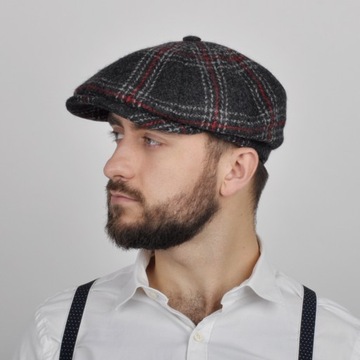 Elegancki kaszkiet męski SHELBY tweed krata 59