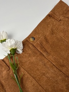 Sztruksowa spódnica brązowa mini z guzikami lekka SHEIN r. L/XL