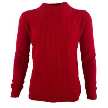 Sweter męski klasyczny wełna kaszmir czerwony XL