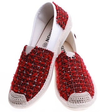 Wsuwane buty damskie balerinki espadryle z miękkiej tkaniny 15677 37