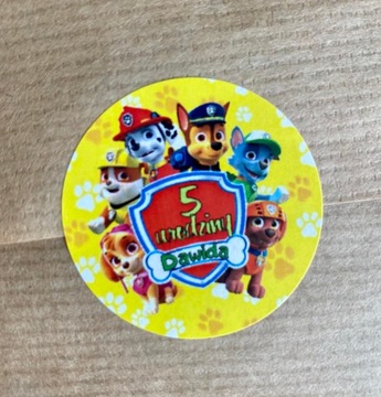 НАКЛЕЙКИ НА ДЕНЬ РОЖДЕНИЯ PAW PATROL с именем 4 см