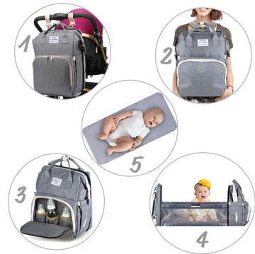РЮКЗАК ДЛЯ МАТЕРИ, СУМКА-ОРГАНИЗАТОР ДЛЯ КОЛЯСКИ, пеленальный столик, кроватка 5 в 1