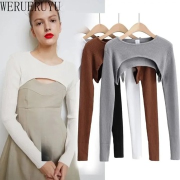 T-shirts Women Long Sleeve Crop Top Spring Autumn