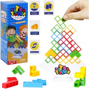 GRA EDUKACYJNA UKŁADANKA TETRA TOWER DLA DZIECI WIEŻA 3D TETRIS