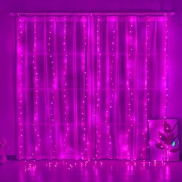 300cm 300 LED Light String USB Curtain Jasno-Różowa