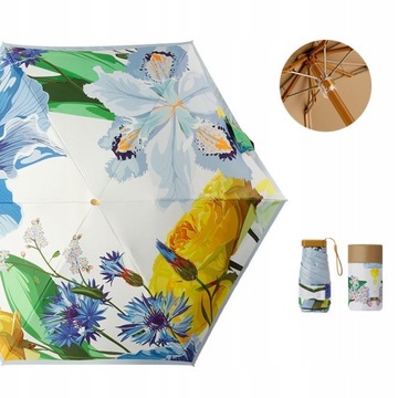 Kompaktowy parasol kieszonkowy w kwiaty, anty-UV Paraso Mini