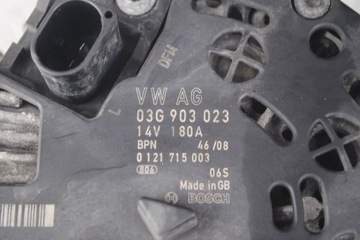 ALTERNÁTOR 180A 03G903023 VW PASSAT B6 2.0 TDI CR
