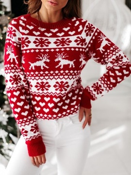 Sweter świąteczny ciepły renifery śnieżynki 42 XL