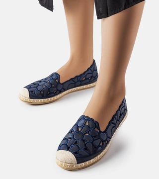 Hers Granatowe ażurowe espadryle Lamarre r. 37