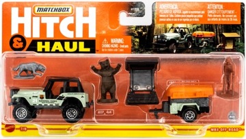 Matchbox OFF Road Jeep 4x4 z przyczepą + akcesoria