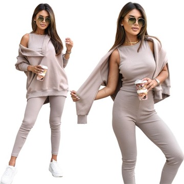 KOMPLET DRESOWY DRES 3-CZĘŚCIOWY KOLORY TOP BLUZA