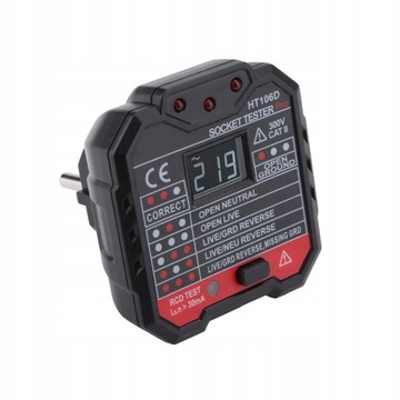 TESTER GNIAZD SIECIOWYCH 240V DETEKTOR FUNKCJA RCD