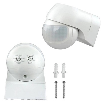 Czujnik Ruchu PIR Podczerwień Sensor Zasięg max 12m Biały Regulowany