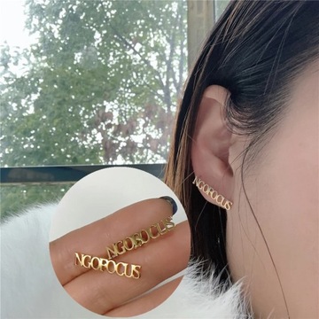 Customied Name Stud Earrings For Women Stainless Steel Personalized Name Ea