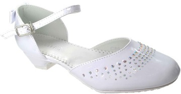 Białe śnieżnobiałe PANTOFELKI komunia LAKIER. r 36