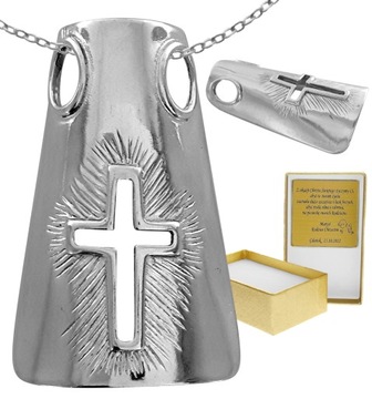 SREBRNY MEDALIK Z KRZYŻEM BLACHA WYPUKŁY PR. 925