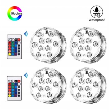 4 ШТ. LED RGB ПОДВОДНАЯ ЛАМПА ВОДОНЕПРОНИЦАЕМАЯ ЛАМПА