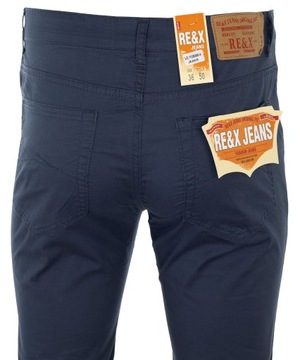 SPODNIE MATERIAŁOWE GRANATOWE BAWEŁNIANE CASUAL PROSTE WIOSENNE W50