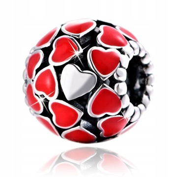 CHARMS SERCE ZAWIESZKA SREBRNA 925 KORALIK BEADS