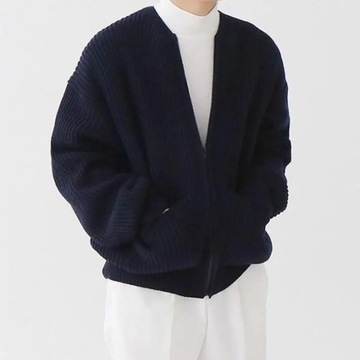 Sweater Cardigan Male Knitting Outwear Men's Colla