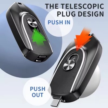 ЧЕРНОЕ Зарядное устройство POWERBANK 1200 мАч БРЕЛОК с двумя разъемами Type-C + Lightning