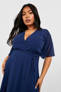 SUKIENKA WIĄZANIE FIT NG2__48 BOOHOO GRANATOWA KOPERTOWA MAXI
