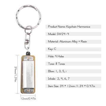 Брелок SWAN Губная гармошка 4 отверстия 8 тонов Ключ C