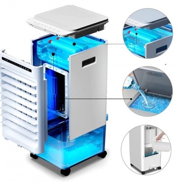 Мобильный воздухоохладитель объемом 5 л охлаждает и увлажняет